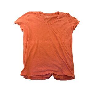Universal Thread Womens Orange V-Neck T-Shirt XL Cotton Basic Solid Print